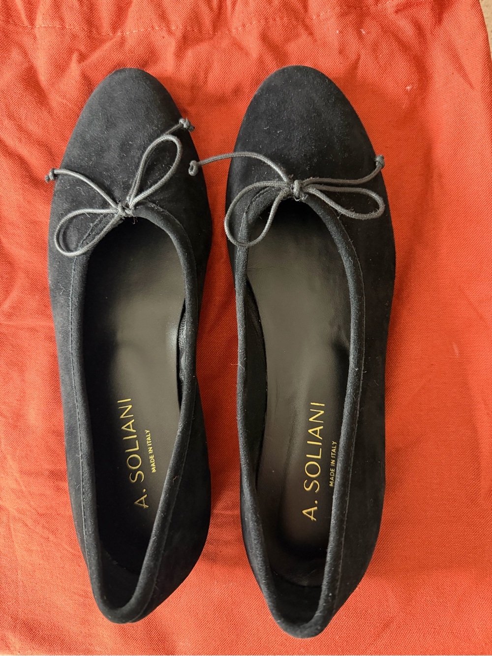 A. Soliani Como Black Suede Ballet Flats - NWT